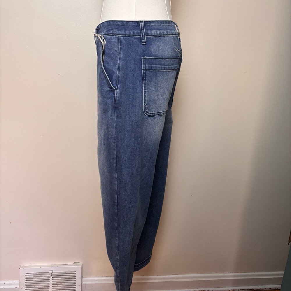 Flaimingals High Rise Barrel Cropped Lived On wash Jeans Large - Picture 4 of 10